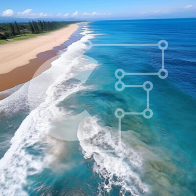 Intra Συλλεκτικό Ξύλινο Παζλ Plywood  4mm - Εναέρια άποψη της παραλίας και του ωκεανού με τους ανθρώπους Σε Ξύλινο Κουτί - Διαστάσεις: 10x10 cm – 25 κομμάτια - Image 1