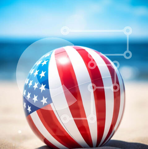 Intra Συλλεκτικό Ξύλινο Παζλ Plywood  4mm - 4 Ιουλίου Beach Ball στην άμμο Σε Ξύλινο Κουτί - Διαστάσεις Puzzle: 10x10 cm – 25 κομμάτια - Image 1