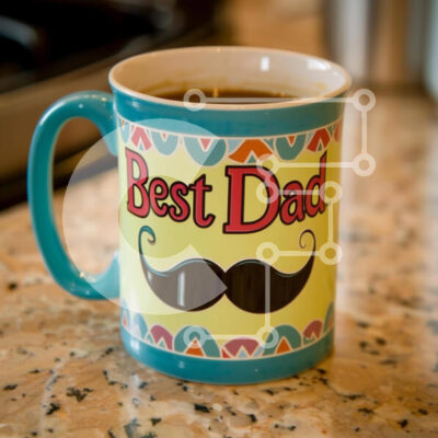 Intra Συλλεκτικό Ξύλινο Παζλ Plywood 4mm - Κούπα καφέ για την Ημέρα του Πατέρα με τύπωμα «Best Dad». Σε Ξύλινο Κουτί - Διαστάσεις Puzzle: 10x10 cm – 25 κομμάτια - Image 1