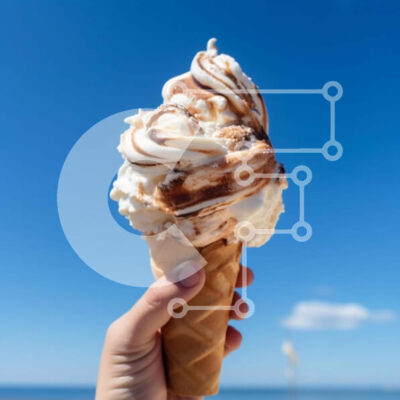 Intra Συλλεκτικό Ξύλινο Παζλ Plywood  4mm - Παγωτό χωνάκι στην παραλία Σε Ξύλινο Κουτί - Διαστάσεις: 10x10 cm – 25 κομμάτια - Image 1