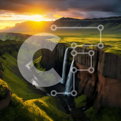 Intra Συλλεκτικό Ξύλινο Παζλ Plywood  4mm - Ειδυλλιακός καταρράκτης σε ένα καταπράσινο τοπίο Σε Ξύλινο Κουτί - Διαστάσεις: 10x10 cm – 25 κομμάτια - Image 1