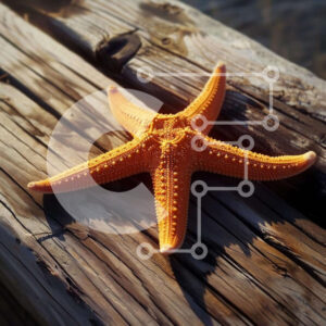Intra Συλλεκτικό Ξύλινο Παζλ Plywood  4mm - Πορτοκαλί αστερίας σε ξύλινη σανίδα Σε Ξύλινο Κουτί - Διαστάσεις: 10x10 cm – 25 κομμάτια