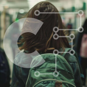 Intra Συλλεκτικό Ξύλινο Παζλ Plywood  4mm - Γυναίκα που περπατά στο διάδρομο με ανθρώπους και σακίδια Σε Ξύλινο Κουτί - Διαστάσεις Puzzle: 10x10 cm – 25 κομμάτια