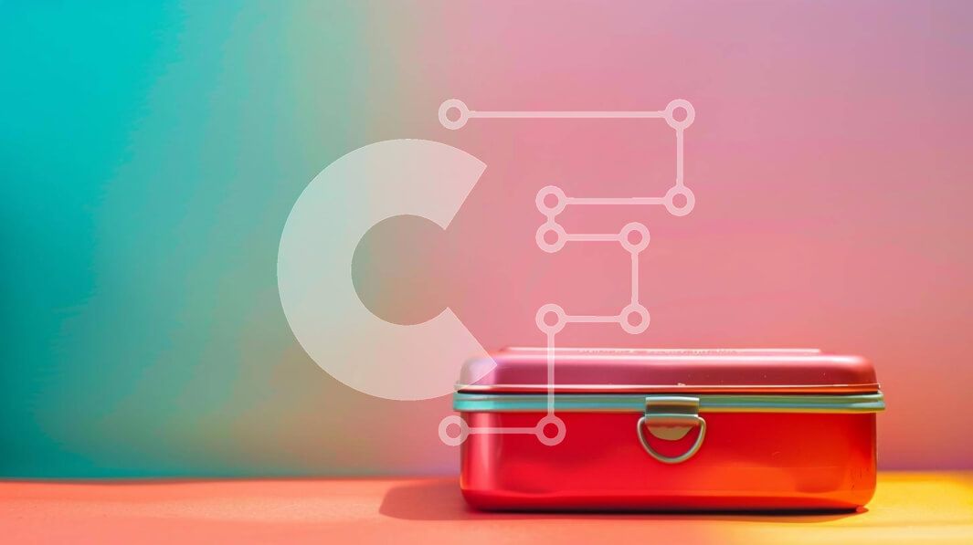 Intra Συλλεκτικό Ξύλινο Παζλ Plywood  4mm - Κόκκινη βαλίτσα σε πολύχρωμο φόντο Σε Ξύλινο Κουτί - Διαστάσεις Puzzle: 10x10 cm – 25 κομμάτια