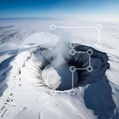 Intra Συλλεκτικό Ξύλινο Παζλ Plywood  4mm - Εναέρια άποψη της χιονισμένης περιοχής με τον κυκλικό κρατήρα Σε Ξύλινο Κουτί - Διαστάσεις: 10x10 cm – 25 κομμάτια - Image 1