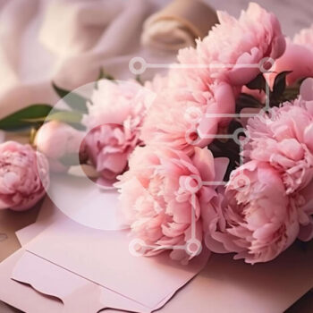 Intra Συλλεκτικό Ξύλινο Παζλ Plywood  4mm - Ροζ παιώνιες σε φάκελο - σύμβολο αγάπης και εκτίμησης Σε Ξύλινο Κουτί - Διαστάσεις Puzzle: 10x10 cm – 25 κομμάτια - Image 1