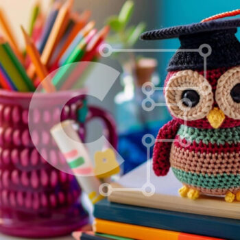 Intra Συλλεκτικό Ξύλινο Παζλ Plywood  4mm - Εκπαιδευτική Σκηνή: Κουκουβάγια με κροσέ με ενδυμασία αποφοίτησης Σε Ξύλινο Κουτί - Διαστάσεις Puzzle: 10x10 cm – 25 κομμάτια - Image 1