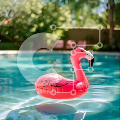 Intra Συλλεκτικό Ξύλινο Παζλ Plywood 4mm - Ροζ Φλαμίνγκο στην πισίνα Σε Ξύλινο Κουτί - Διαστάσεις: 10x10 cm – 25 κομμάτια - Image 1