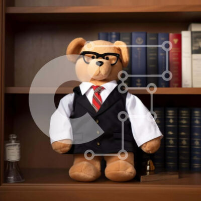 Intra Συλλεκτικό Ξύλινο Παζλ Plywood  4mm - Δικηγόρος Teddy Bear μπροστά από ράφια Σε Ξύλινο Κουτί - Διαστάσεις Puzzle: 10x10 cm – 25 κομμάτια - Image 1