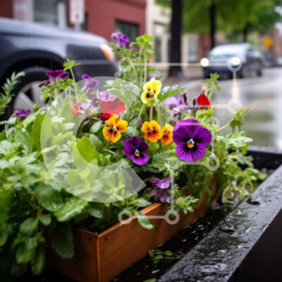 Intra Συλλεκτικό Ξύλινο Παζλ Plywood  4mm - Πολύχρωμα λουλούδια  Σε Ξύλινο Κουτί κάτω από τη βροχή Σε Ξύλινο Κουτί - Διαστάσεις: 10x10 cm – 25 κομμάτια - Image 1