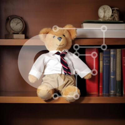 Intra Συλλεκτικό Ξύλινο Παζλ Plywood  4mm - Teddy Bear σε ράφια με πουκάμισο και γραβάτα Σε Ξύλινο Κουτί - Διαστάσεις: 10x10 cm – 25 κομμάτια - Image 1
