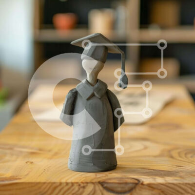 Intra Συλλεκτικό Ξύλινο Παζλ Plywood  4mm - Κεραμικό ειδώλιο αποφοίτησης σε ξύλινο τραπέζι Σε Ξύλινο Κουτί - Διαστάσεις Puzzle: 10x10 cm – 25 κομμάτια - Image 1