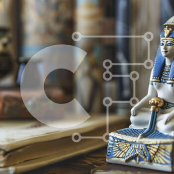 Intra Συλλεκτικό Ξύλινο Παζλ Plywood  4mm - Αρχαίο αιγυπτιακό άγαλμα ανάμεσα σε βιβλία και αντικείμενα Σε Ξύλινο Κουτί - Διαστάσεις Puzzle: 10x10 cm – 25 κομμάτια - Image 1