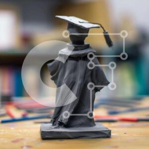 Intra Συλλεκτικό Ξύλινο Παζλ Plywood  4mm - Καλλιτεχνικό μαύρο ειδώλιο αποφοίτησης με χρωματιστά μολύβια Σε Ξύλινο Κουτί - Διαστάσεις Puzzle: 10x10 cm – 25 κομμάτια