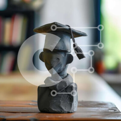 Intra Συλλεκτικό Ξύλινο Παζλ Plywood  4mm - Γλυπτό Ηλικιωμένου με ενδυμασία αποφοίτησης Σε Ξύλινο Κουτί - Διαστάσεις Puzzle: 10x10 cm – 25 κομμάτια - Image 1