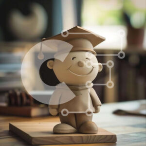 Intra Συλλεκτικό Ξύλινο Παζλ Plywood  4mm - Κεραμικό ειδώλιο αγοριού με ενδυμασία αποφοίτησης Σε Ξύλινο Κουτί - Διαστάσεις Puzzle: 10x10 cm – 25 κομμάτια