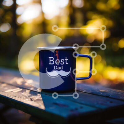 Intra Συλλεκτικό Ξύλινο Παζλ Plywood 4mm - Καλύτερη κούπα καφέ Dad Blue Σε Ξύλινο Κουτί - Διαστάσεις Puzzle: 10x10 cm – 25 κομμάτια - Image 1