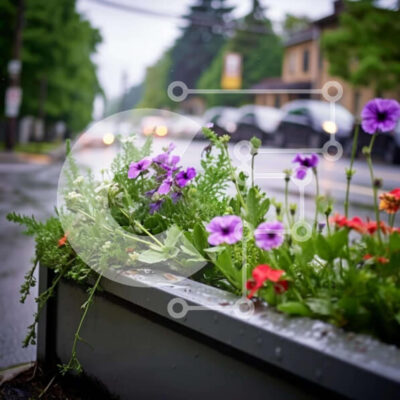 Intra Συλλεκτικό Ξύλινο Παζλ Plywood 4mm - Πολύχρωμο παρτέρι με αυτοκίνητα και ανθρώπους Σε Ξύλινο Κουτί - Διαστάσεις: 10x10 cm – 25 κομμάτια - Image 1