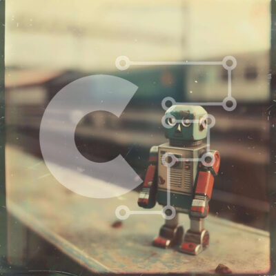 Intra Συλλεκτικό Ξύλινο Παζλ Plywood  4mm - Ρομπότ παιχνιδιών στον εγκαταλελειμμένο σιδηροδρομικό σταθμό Σε Ξύλινο Κουτί - Διαστάσεις: 10x10 cm – 25 κομμάτια - Image 1