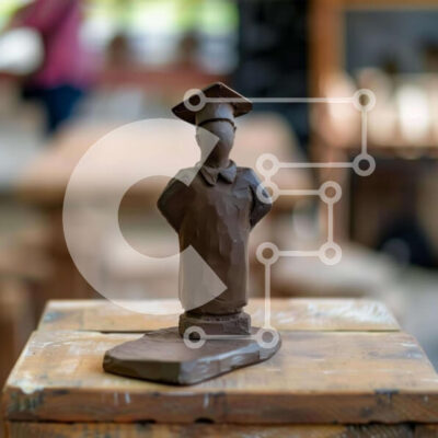 Intra Συλλεκτικό Ξύλινο Παζλ Plywood 4mm - Μικρό ειδώλιο αποφοίτησης σε ξύλινο τραπέζι Σε Ξύλινο Κουτί - Διαστάσεις: 10x10 cm – 25 κομμάτια - Image 1