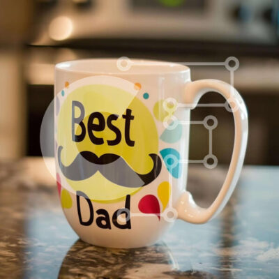 Intra Συλλεκτικό Ξύλινο Παζλ Plywood  4mm - Η καλύτερη κούπα καφέ Dad στον πάγκο Island Σε Ξύλινο Κουτί - Διαστάσεις Puzzle: 10x10 cm – 25 κομμάτια - Image 1