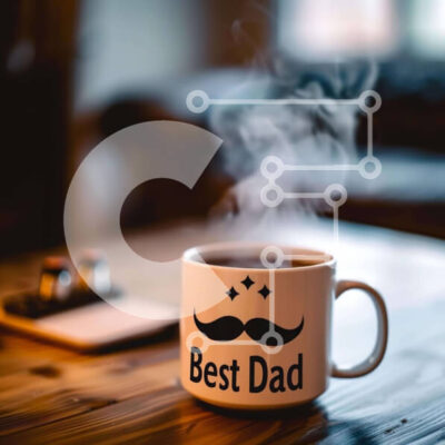 Intra Συλλεκτικό Ξύλινο Παζλ Plywood  4mm - Καλύτερη κούπα καφέ Dad σε ξύλινο τραπέζι Σε Ξύλινο Κουτί - Διαστάσεις Puzzle: 10x10 cm – 25 κομμάτια - Image 1