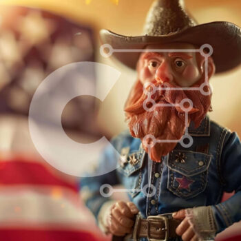 Intra Συλλεκτικό Ξύλινο Παζλ Plywood  4mm - Παιχνίδι καουμπόη με αμερικανική σημαία Σε Ξύλινο Κουτί - Διαστάσεις Puzzle: 10x10 cm – 25 κομμάτια - Image 1