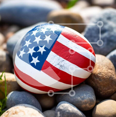 Intra Συλλεκτικό Ξύλινο Παζλ Plywood 4mm - Πατριωτικό ροκ με σχέδιο αμερικανικής σημαίας Σε Ξύλινο Κουτί - Διαστάσεις Puzzle: 10x10 cm – 25 κομμάτια - Image 1