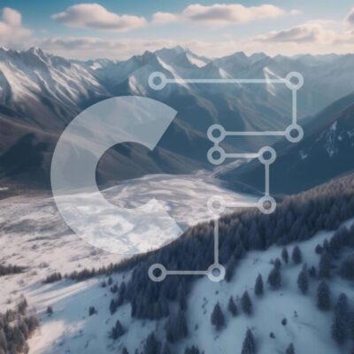 Intra Συλλεκτικό Ξύλινο Παζλ Plywood  4mm - Εναέρια άποψη της χιονισμένης οροσειράς με τους ανθρώπους Σε Ξύλινο Κουτί - Διαστάσεις: 10x10 cm – 25 κομμάτια - Image 1