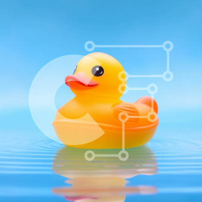 Intra Συλλεκτικό Ξύλινο Παζλ Plywood 4mm - Κίτρινη λαστιχένια πάπια που επιπλέει στο νερό Σε Ξύλινο Κουτί - Διαστάσεις: 10x10 cm – 25 κομμάτια - Image 1