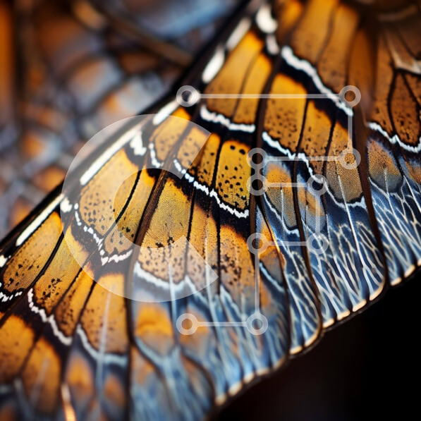 Intra Συλλεκτικό Ξύλινο Παζλ Plywood  4mm - Κοντινό πλάνο με πορτοκαλί και μπλε φτερό πεταλούδας Σε Ξύλινο Κουτί - Διαστάσεις: 10x10 cm – 25 κομμάτια