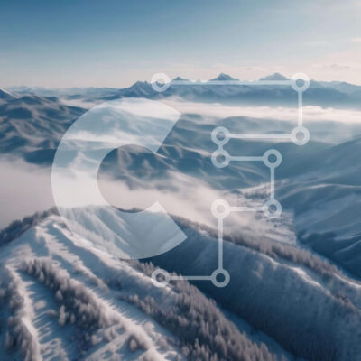 Intra Συλλεκτικό Ξύλινο Παζλ Plywood  4mm - Αεροφωτογραφία με χιονισμένη οροσειρά Σε Ξύλινο Κουτί - Διαστάσεις: 10x10 cm – 25 κομμάτια - Image 1