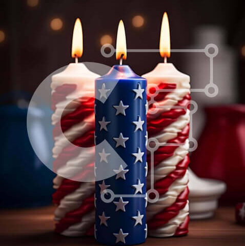 Intra Συλλεκτικό Ξύλινο Παζλ Plywood  4mm - Πατριωτικά κεριά αμερικανικής σημαίας Σε Ξύλινο Κουτί - Διαστάσεις Puzzle: 10x10 cm – 25 κομμάτια - Image 1