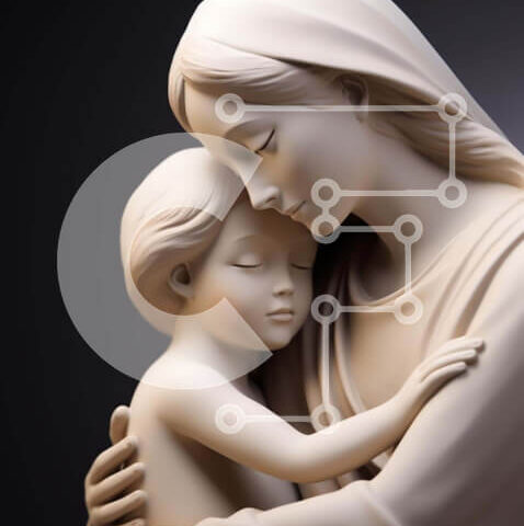 Intra Συλλεκτικό Ξύλινο Παζλ Plywood  4mm - Άγαλμα της Παναγίας με το παιδί Σε Ξύλινο Κουτί - Διαστάσεις Puzzle: 10x10 cm – 25 κομμάτια - Image 1