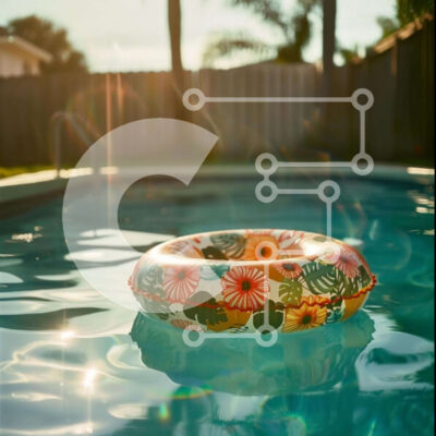 Intra Συλλεκτικό Ξύλινο Παζλ Plywood  4mm - Ήσυχη σκηνή: Φουσκωτή πισίνα που επιπλέει στην πισίνα Σε Ξύλινο Κουτί - Διαστάσεις: 10x10 cm – 25 κομμάτια - Image 1