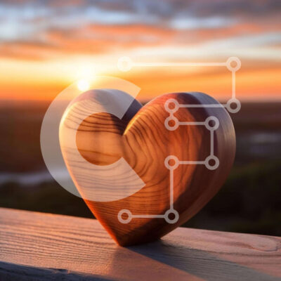 Intra Συλλεκτικό Ξύλινο Παζλ Plywood 4mm - Ξύλινο αντικείμενο σε σχήμα καρδιάς σε εξωτερικό πάγκο στο ηλιοβασίλεμα Σε Ξύλινο Κουτί - Διαστάσεις: 10x10 cm – 25 κομμάτια - Image 1