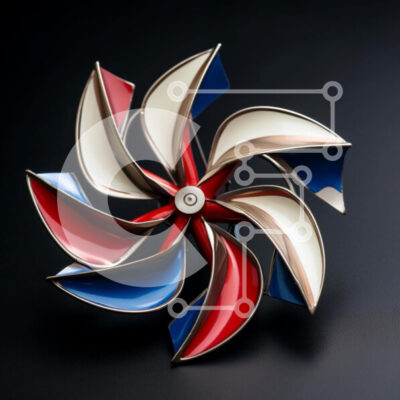 Intra Συλλεκτικό Ξύλινο Παζλ Plywood  4mm - Κόκκινο, λευκό και μπλε τροχό σε μαύρο φόντο Σε Ξύλινο Κουτί - Διαστάσεις Puzzle: 10x10 cm – 25 κομμάτια - Image 1