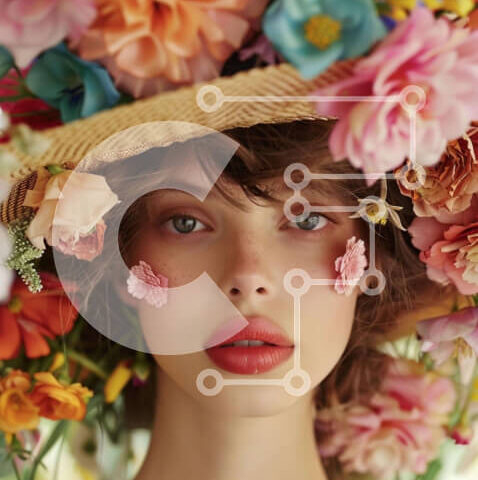 Intra Συλλεκτικό Ξύλινο Παζλ Plywood 4mm - Νεαρή γυναίκα με floral ψάθινο καπέλο Σε Ξύλινο Κουτί - Διαστάσεις Puzzle: 10x10 cm – 25 κομμάτια - Image 1