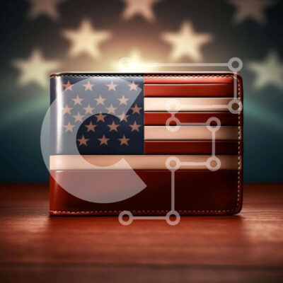 Intra Συλλεκτικό Ξύλινο Παζλ Plywood  4mm - Πορτοφόλι με αμερικανική σημαία σε ξύλινο τραπέζι Σε Ξύλινο Κουτί - Διαστάσεις: 10x10 cm – 25 κομμάτια - Image 1