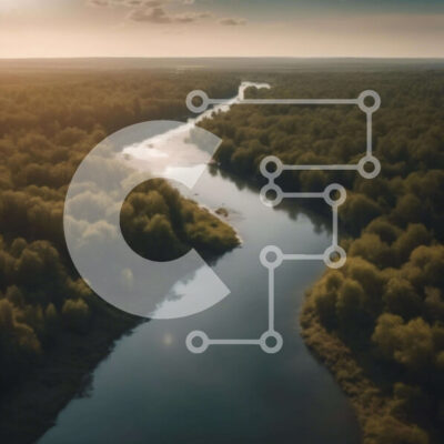 Intra Συλλεκτικό Ξύλινο Παζλ Plywood  4mm - Εναέρια άποψη του ποταμού που ρέει μέσα από το δάσος Σε Ξύλινο Κουτί - Διαστάσεις: 10x10 cm – 25 κομμάτια - Image 1