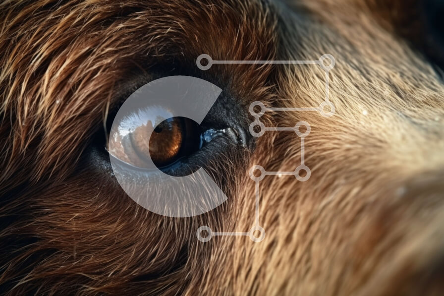 Intra Συλλεκτικό Ξύλινο Παζλ Plywood  4mm - Κοντινό πλάνο Brown Dog's Eye με σταγονίδια νερού Σε Ξύλινο Κουτί - Διαστάσεις: 10x10 cm – 25 κομμάτια