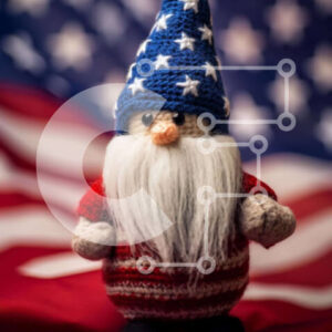 Intra Συλλεκτικό Ξύλινο Παζλ Plywood  4mm - Παιχνίδι Gnome στην αμερικανική σημαία Σε Ξύλινο Κουτί - Διαστάσεις: 10x10 cm – 25 κομμάτια