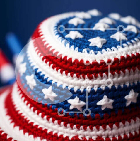 Intra Συλλεκτικό Ξύλινο Παζλ Plywood 4mm - Καλλιτεχνικό Πλεκτό Καπέλο με Αστέρια και Ρίγες σε Εργαλεία Σε Ξύλινο Κουτί - Διαστάσεις Puzzle: 10x10 cm – 25 κομμάτια - Image 1