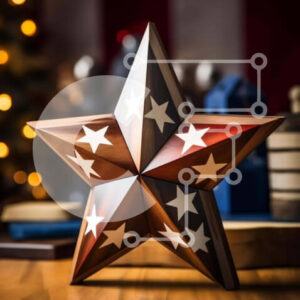 Intra Συλλεκτικό Ξύλινο Παζλ Plywood  4mm - Ξύλινο Διακόσμηση Τραπεζιού Star Σε Ξύλινο Κουτί - Διαστάσεις Puzzle: 10x10 cm – 25 κομμάτια