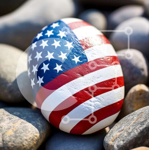 Intra Συλλεκτικό Ξύλινο Παζλ Plywood  4mm - Ροκ με αμερικανική σημαία Σε Ξύλινο Κουτί - Διαστάσεις Puzzle: 10x10 cm – 25 κομμάτια - Image 1