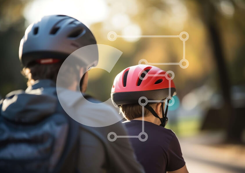 Intra Συλλεκτικό Ξύλινο Παζλ Plywood  4mm - Άτομα με κράνη που περπατούν στο δρόμο Σε Ξύλινο Κουτί - Διαστάσεις Puzzle: 10x10 cm – 25 κομμάτια