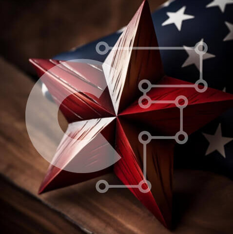 Intra Συλλεκτικό Ξύλινο Παζλ Plywood 4mm - Ξύλινο αστέρι στην αμερικανική σημαία Σε Ξύλινο Κουτί - Διαστάσεις: 10x10 cm – 25 κομμάτια - Image 1