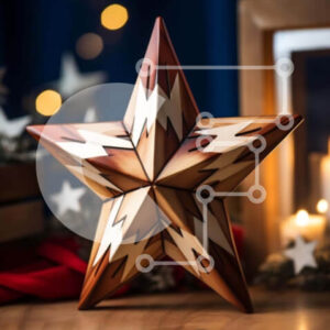 Intra Συλλεκτικό Ξύλινο Παζλ Plywood  4mm - Ξύλινο στολίδι σε σχήμα αστεριού σε βιβλία και κεριά Σε Ξύλινο Κουτί - Διαστάσεις: 10x10 cm – 25 κομμάτια