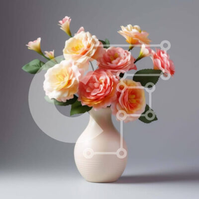 Intra Συλλεκτικό Ξύλινο Παζλ Plywood  4mm - Πολύχρωμα τριαντάφυλλα σε λευκό βάζο Σε Ξύλινο Κουτί - Διαστάσεις: 10x10 cm – 25 κομμάτια - Image 1