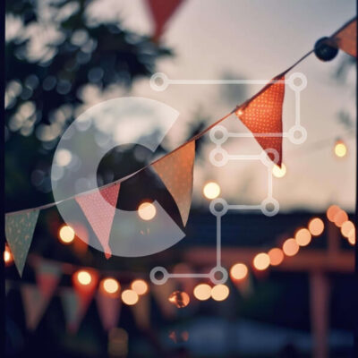 Intra Συλλεκτικό Ξύλινο Παζλ Plywood  4mm - Πολύχρωμες σημαίες που ανάβουν τη νύχτα Σε Ξύλινο Κουτί - Διαστάσεις Puzzle: 10x10 cm – 25 κομμάτια - Image 1